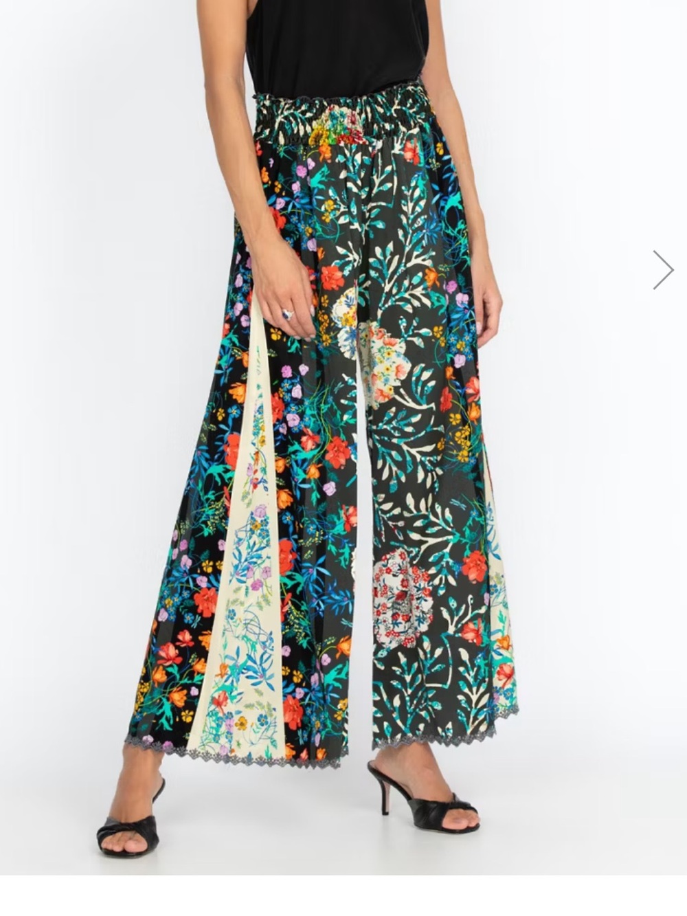 Johnny Was Kashim Rachel Pant - Wide-Leg Floral Border Print Pants